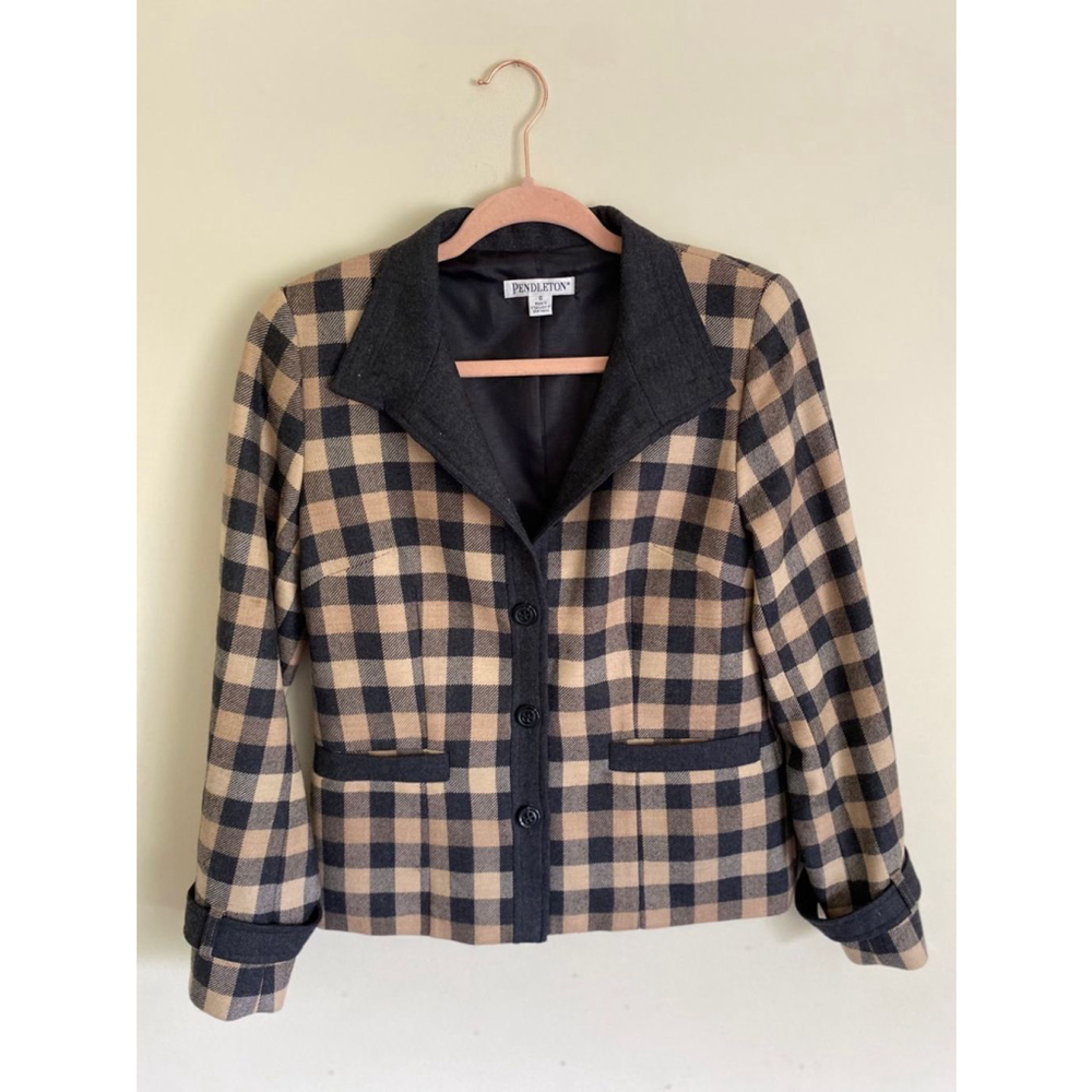 Pendleton 100% Virgin Wool Grid Plaid Button Up S… - image 2